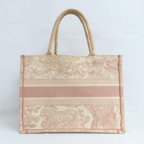 Dior De Tote Handbag Medium Book Pink Jouy Toile - Picture 1 of 10